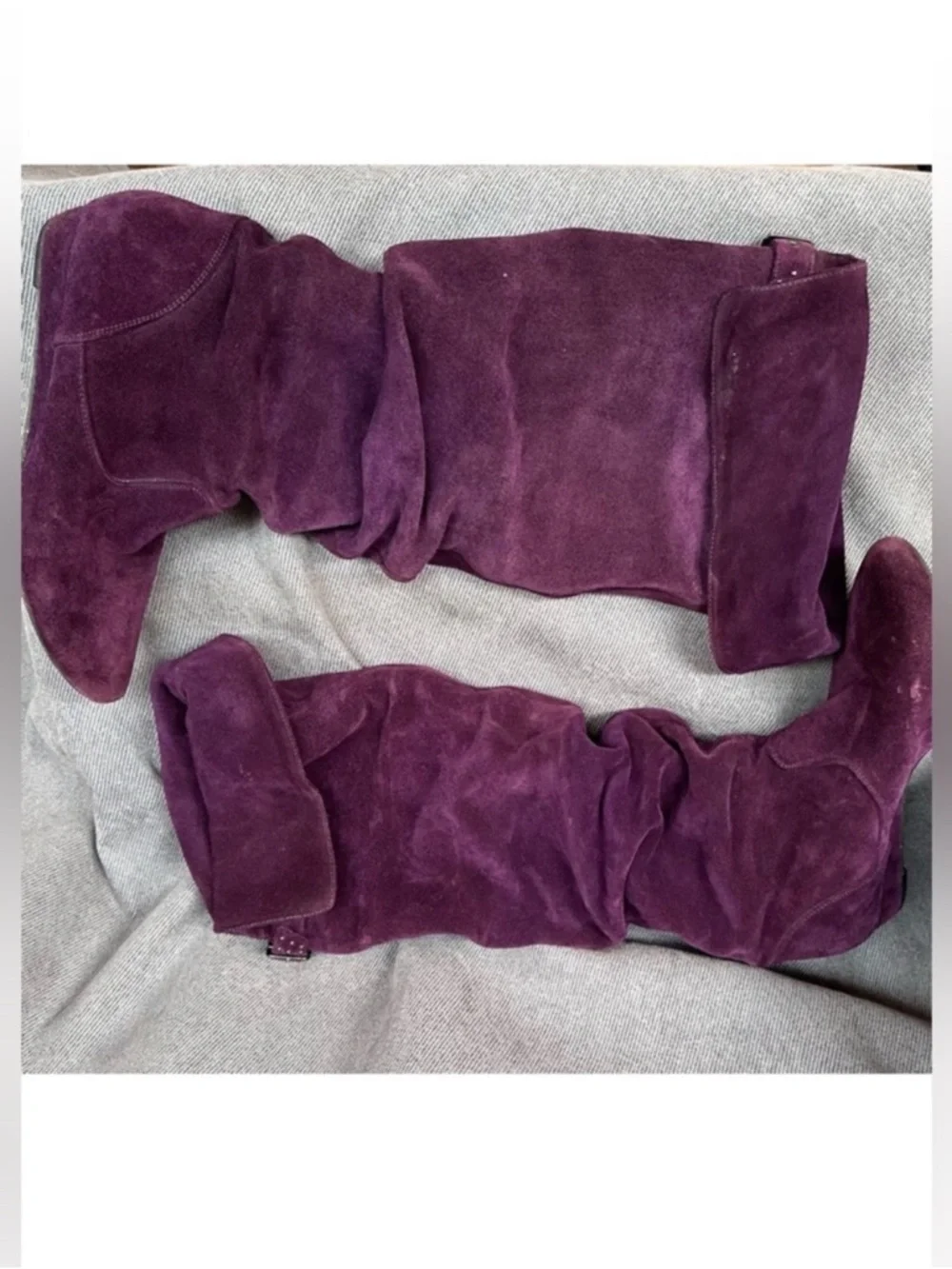 Purple suede leather pirate boots flat Sz 8 women’s